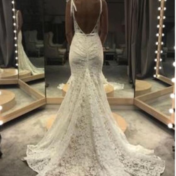 Inbal Dror White Lace Crochet Wedding Dress - Picture 3 of 5